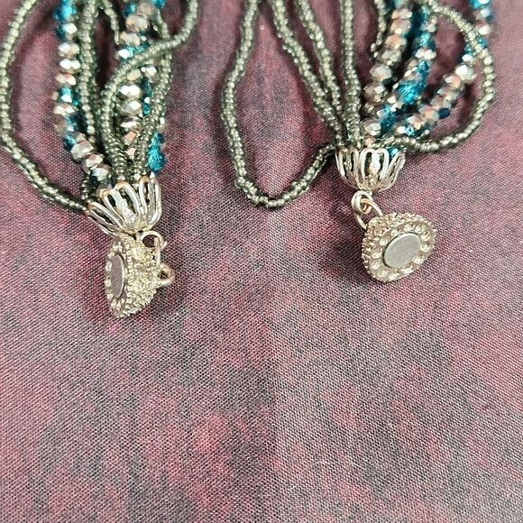 🩵Premier "Seaside" Teal & Gray Multistrand Beaded Magnetic Bracelet - Picture 7 of 11